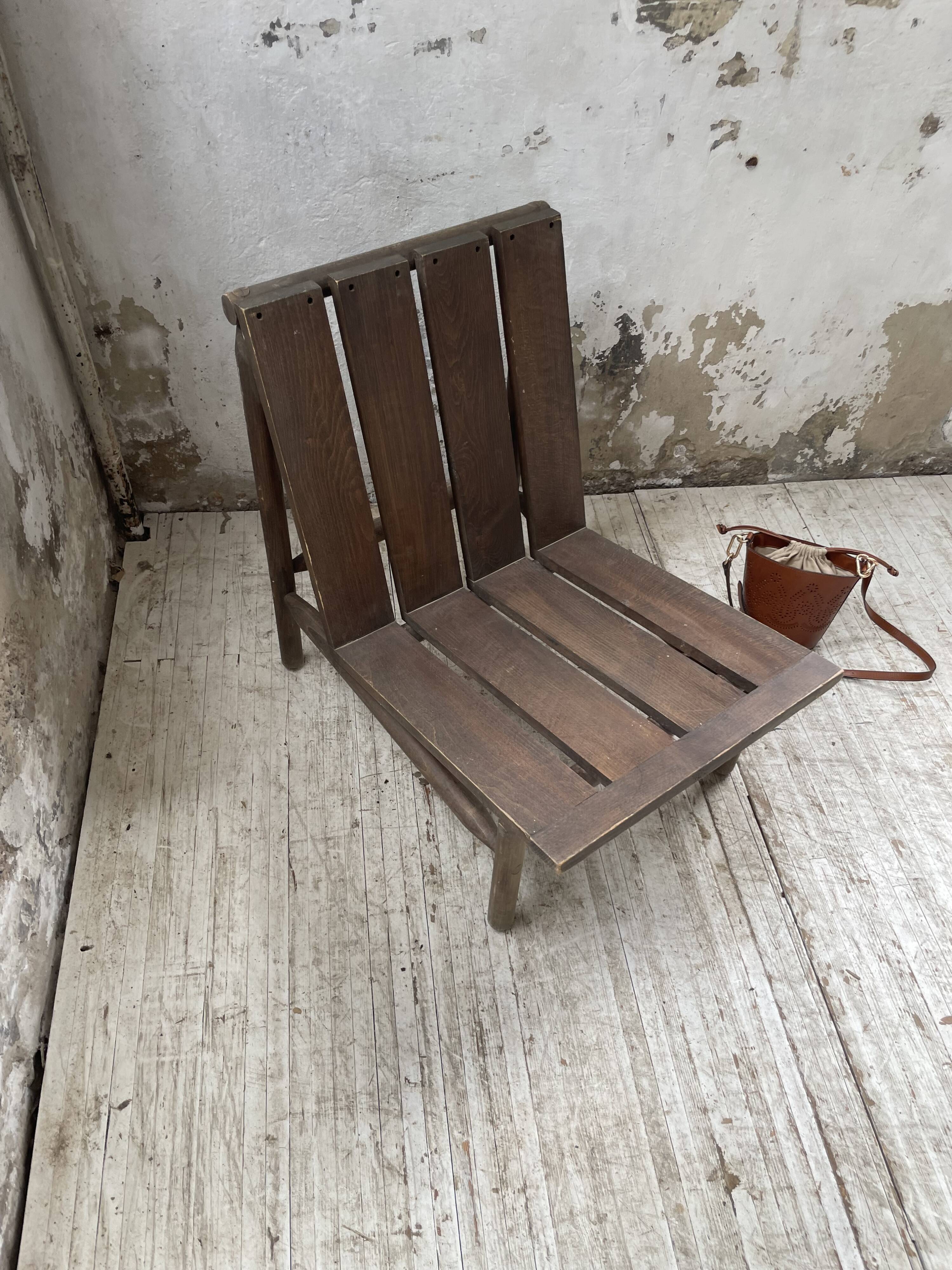Modernist oak armchair