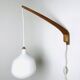 Model 705 Wall Lamp In Teak And Opaline Glass By Uno & Östen Kristiansson For Luxus, Sweden 1960S