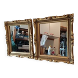 Pair of wood and gilded stucco mirrors