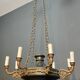 Important lustre de style Empire en bronze et tôle verte