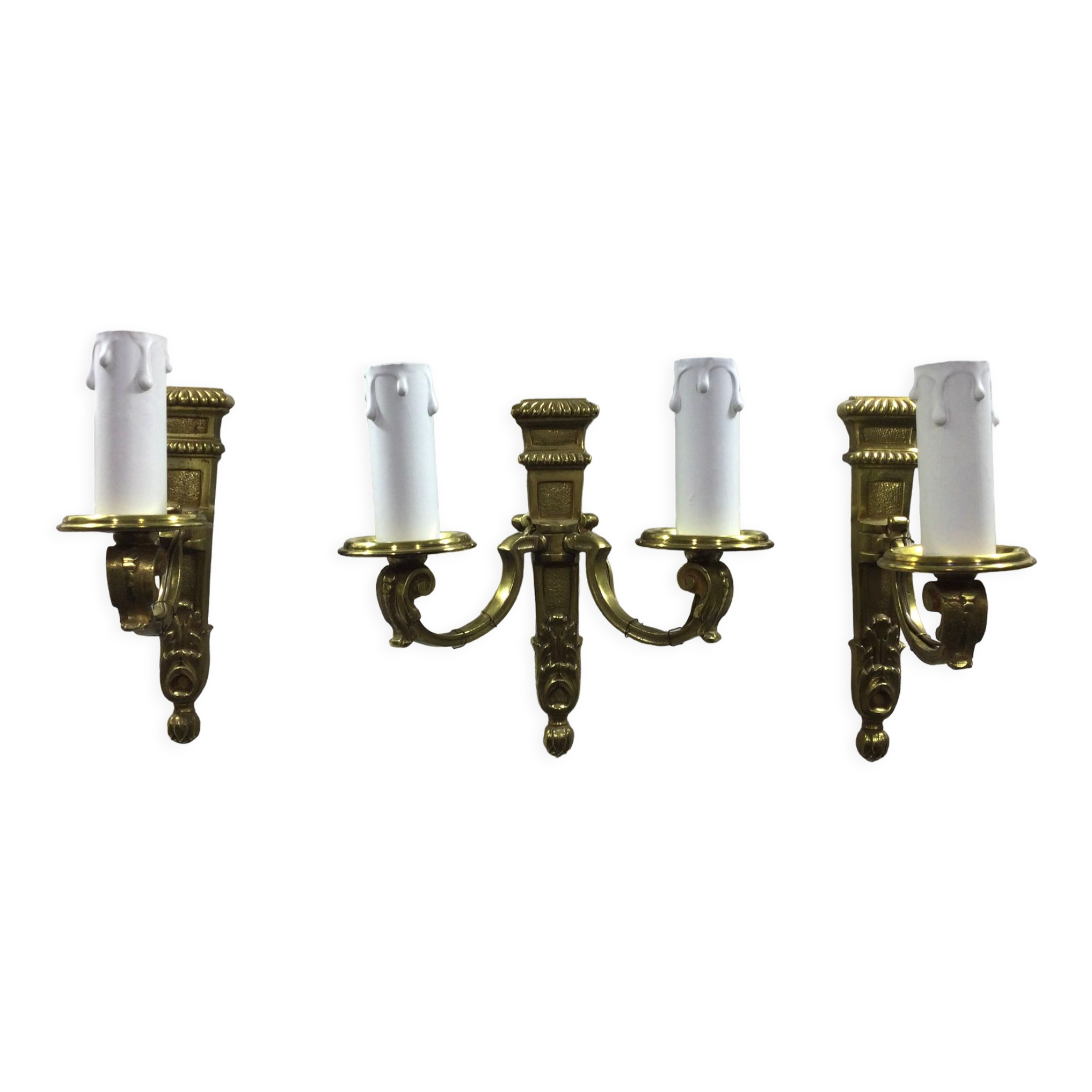 Set of 3 bronze wall lamps Louis XVI style