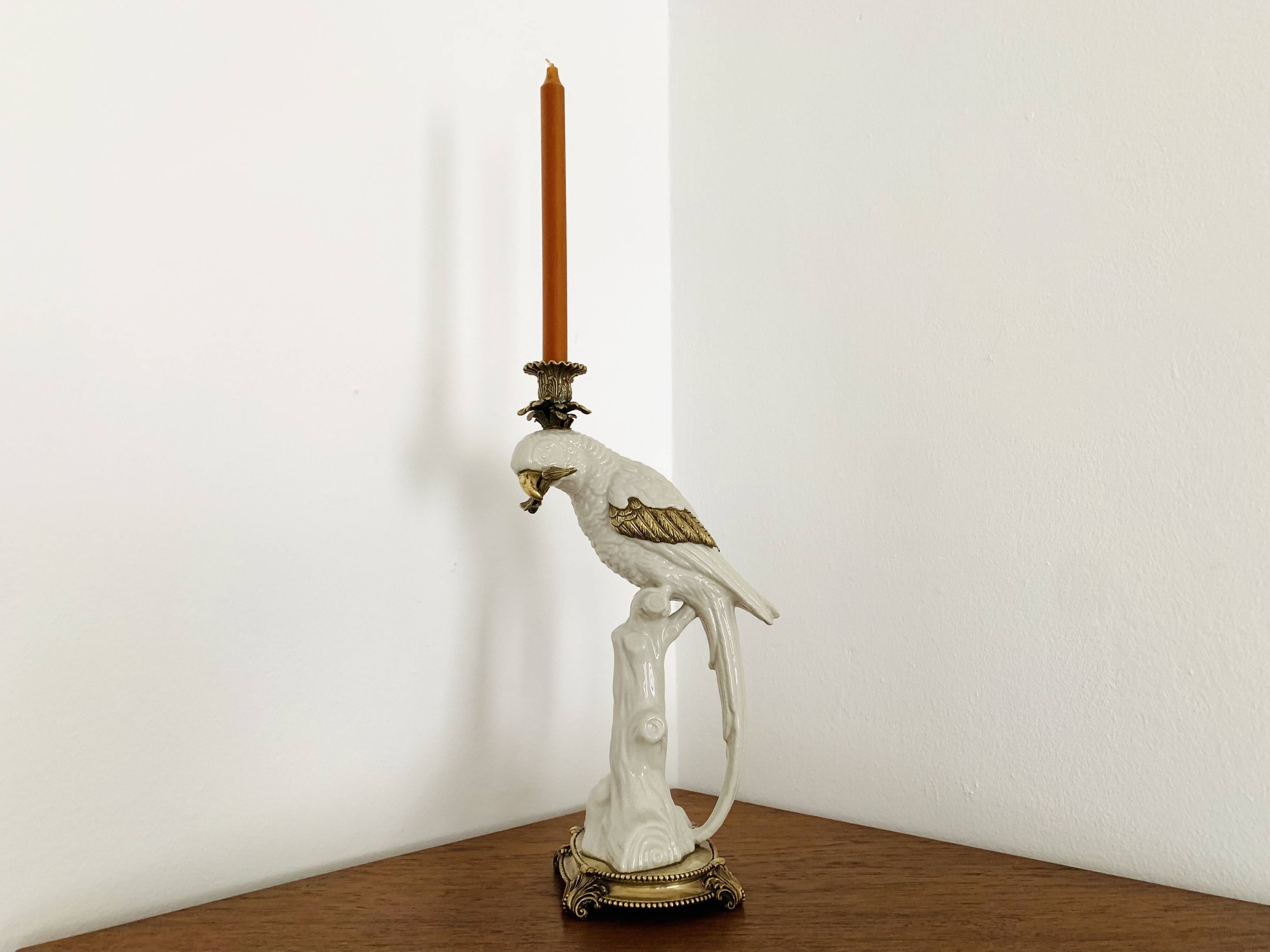 Bougeoir perroquet en céramique