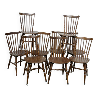 Set of 9 Vintage Scandinavian Bistro Chairs 1960