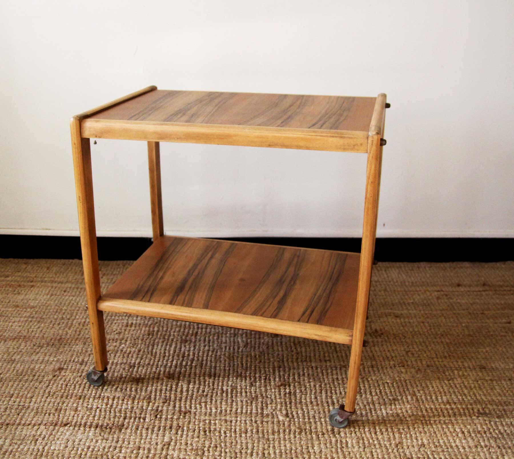 Vintage solid wood serving trolley