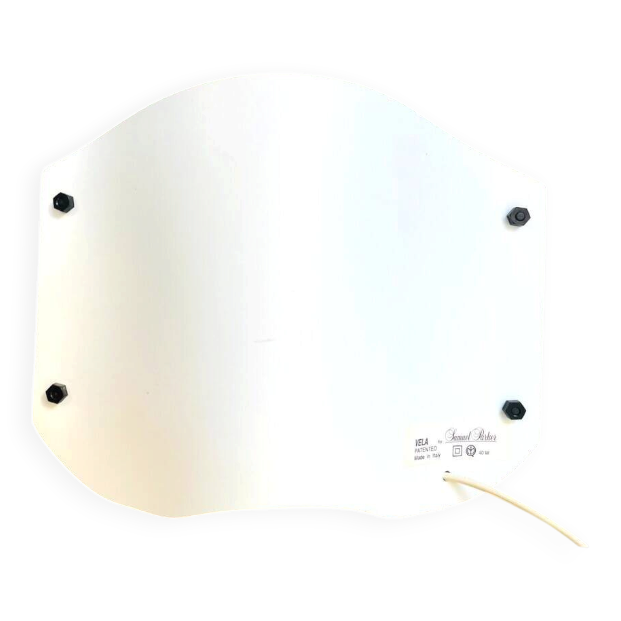 White acrylic table lamp Vela by Samuel Parker