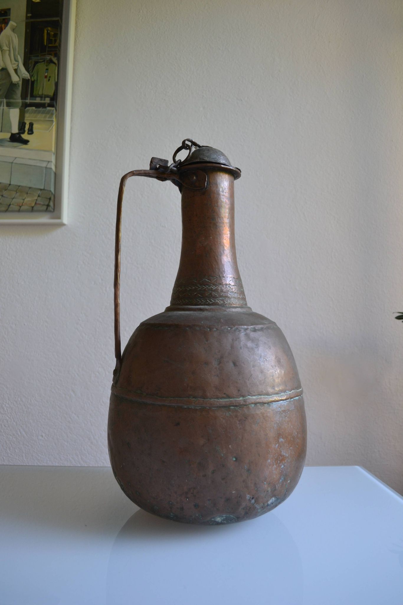 ancien grand coquemar en cuivre rouge