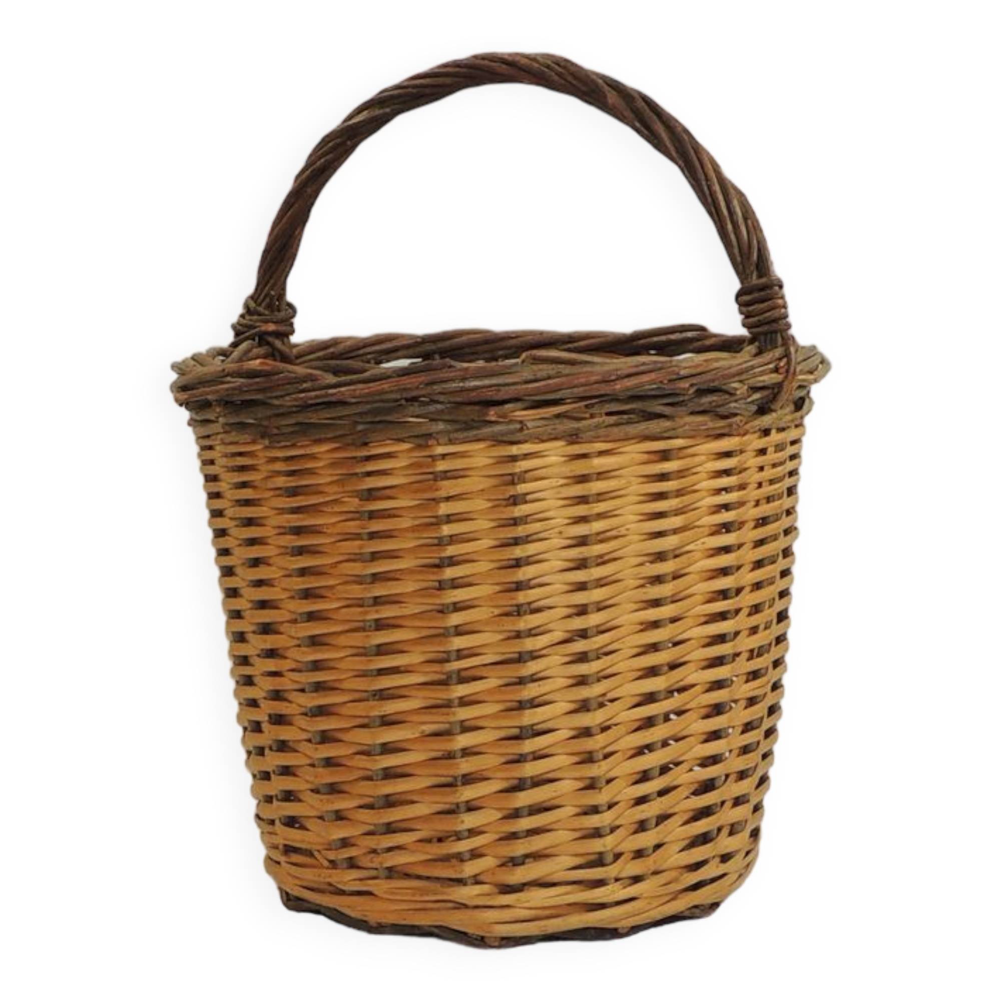 Antique wicker basket / handmade / vintage