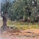 Oil painting of a countryside landscape circa 1920, rural scene signed.