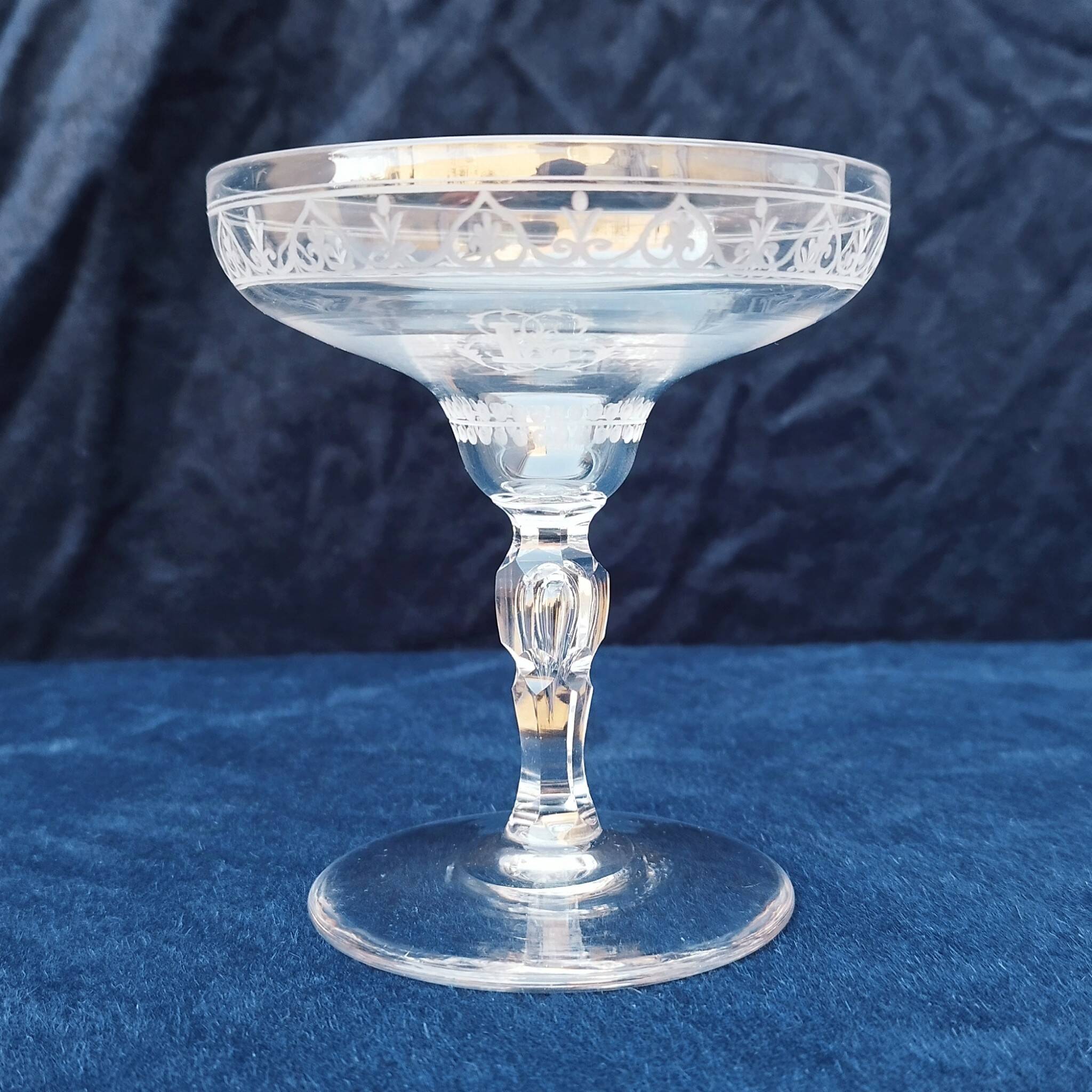 Baccarat crystal champagne glasses monogram 19th century