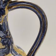 Vintage Handmade Yellow and Blue Glazed Ceramic Amphora by Zulimo Aretini, Italy
