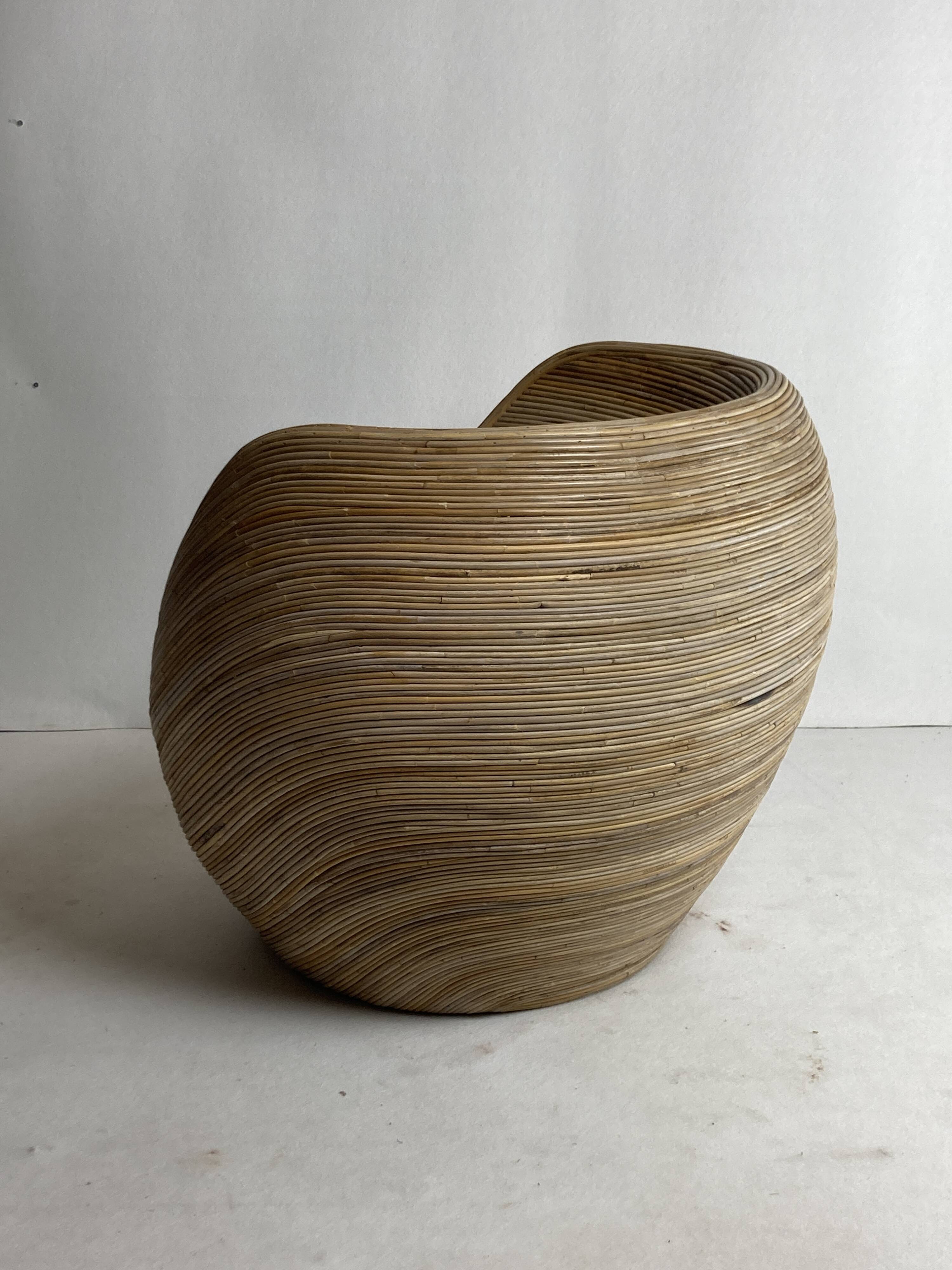 Pencil reed rattan bamboo egg pod chair
