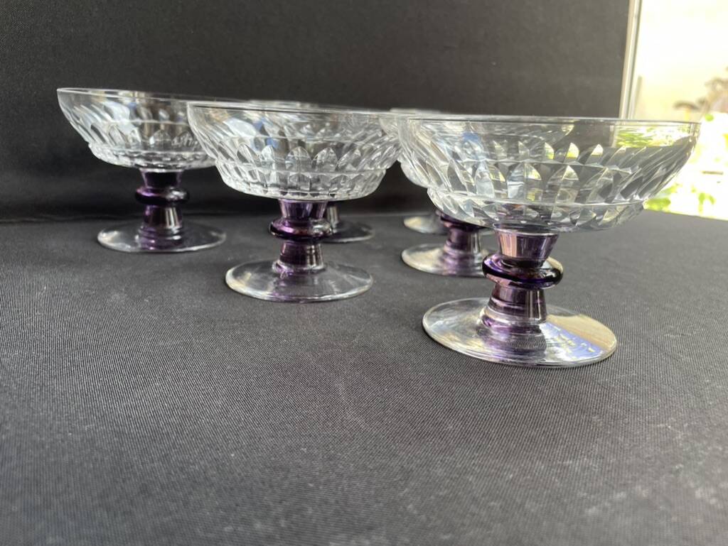 6 Colored cut crystal bowls – Val Saint Lambert