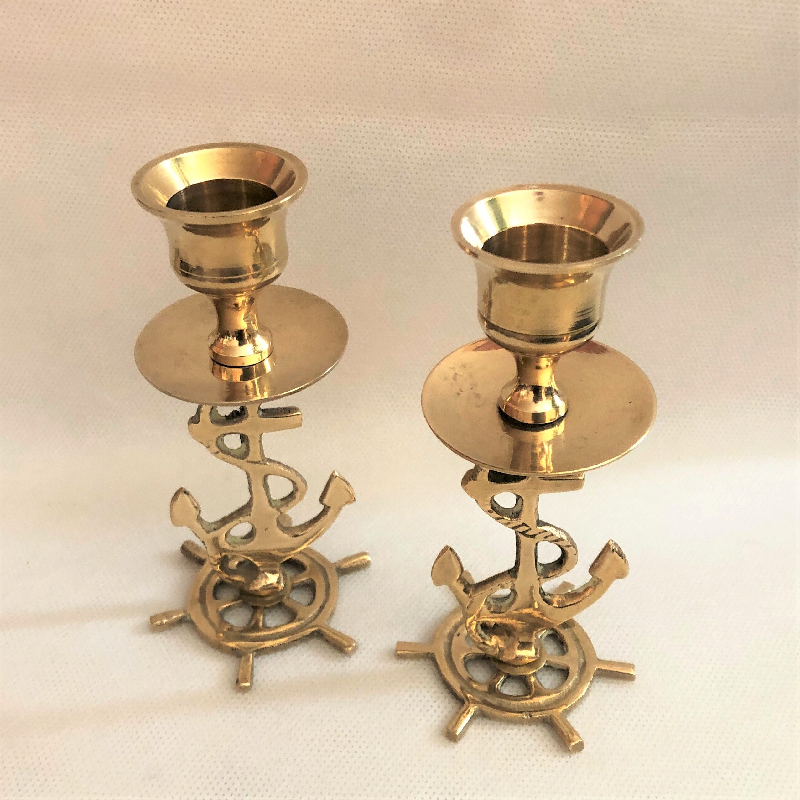 Pair of gilded brass candlesticks