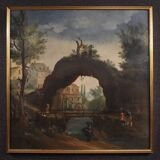 Antique French landscape painting from the 18th century