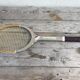 Raquette de tennis ancienne donnay lady ace en bois et cuir