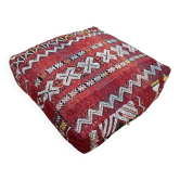 Vintage handmade Berber Kilim pouf, Moroccan floor cushion.