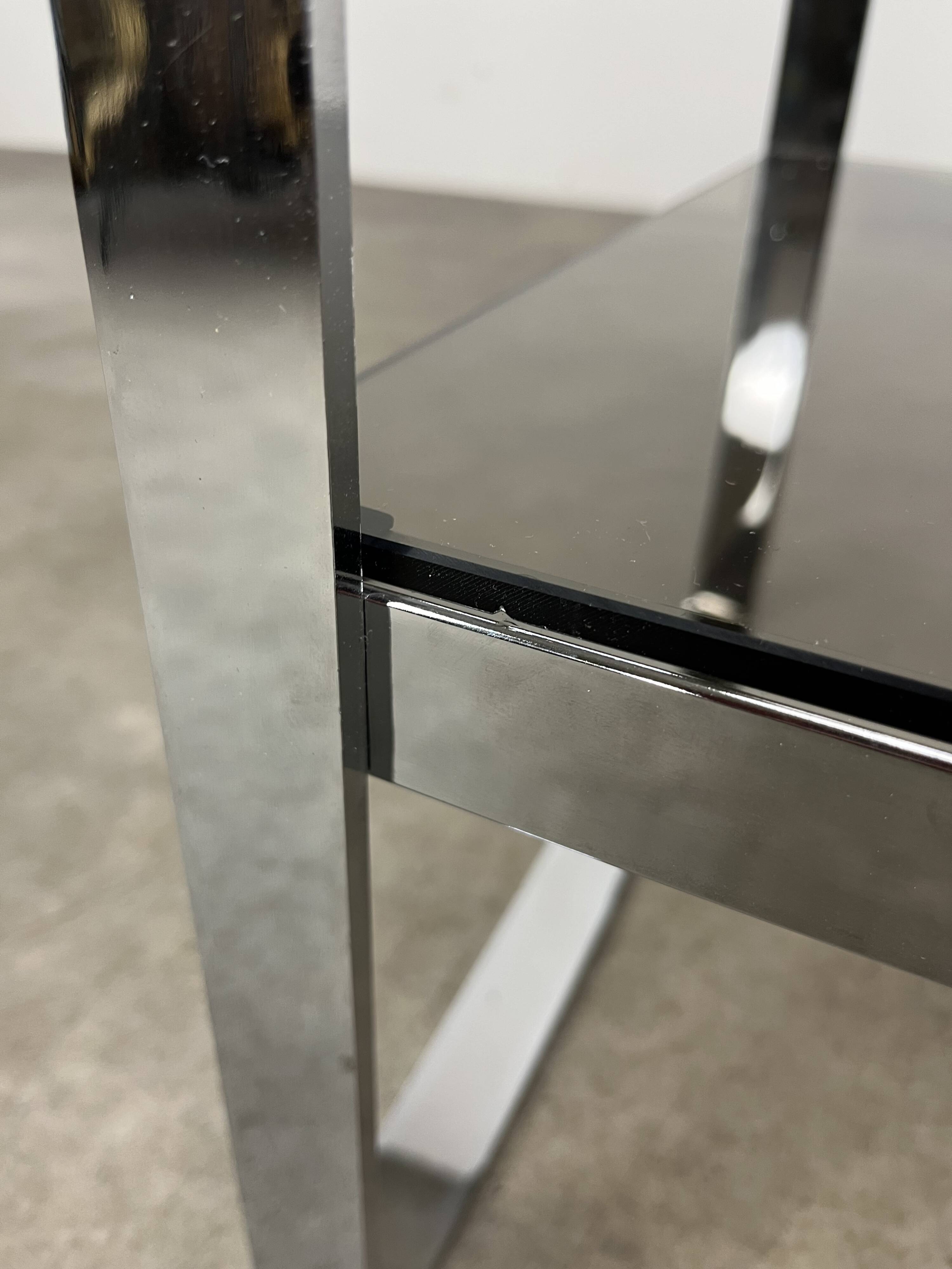 Chrome metal and smoked glass side table, 70s, side table