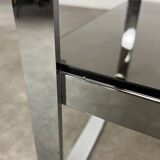 Chrome metal and smoked glass side table, 70s, side table