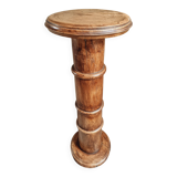 Sellette ancienne en orme – Colonne française vers 1900 – Socle pour plante