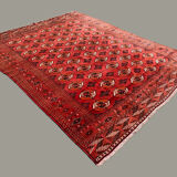 Antique turkmen tekke main carpet, 280x230 cm turkoman bokhara red black beige