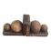 Pair of vintage carved wood and metal ball bookends
