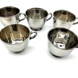 5 cups silver tea and teapot in English faience 19th century