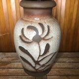 Old beige brown ceramic vase decor flowers w. germany vintage #a633
