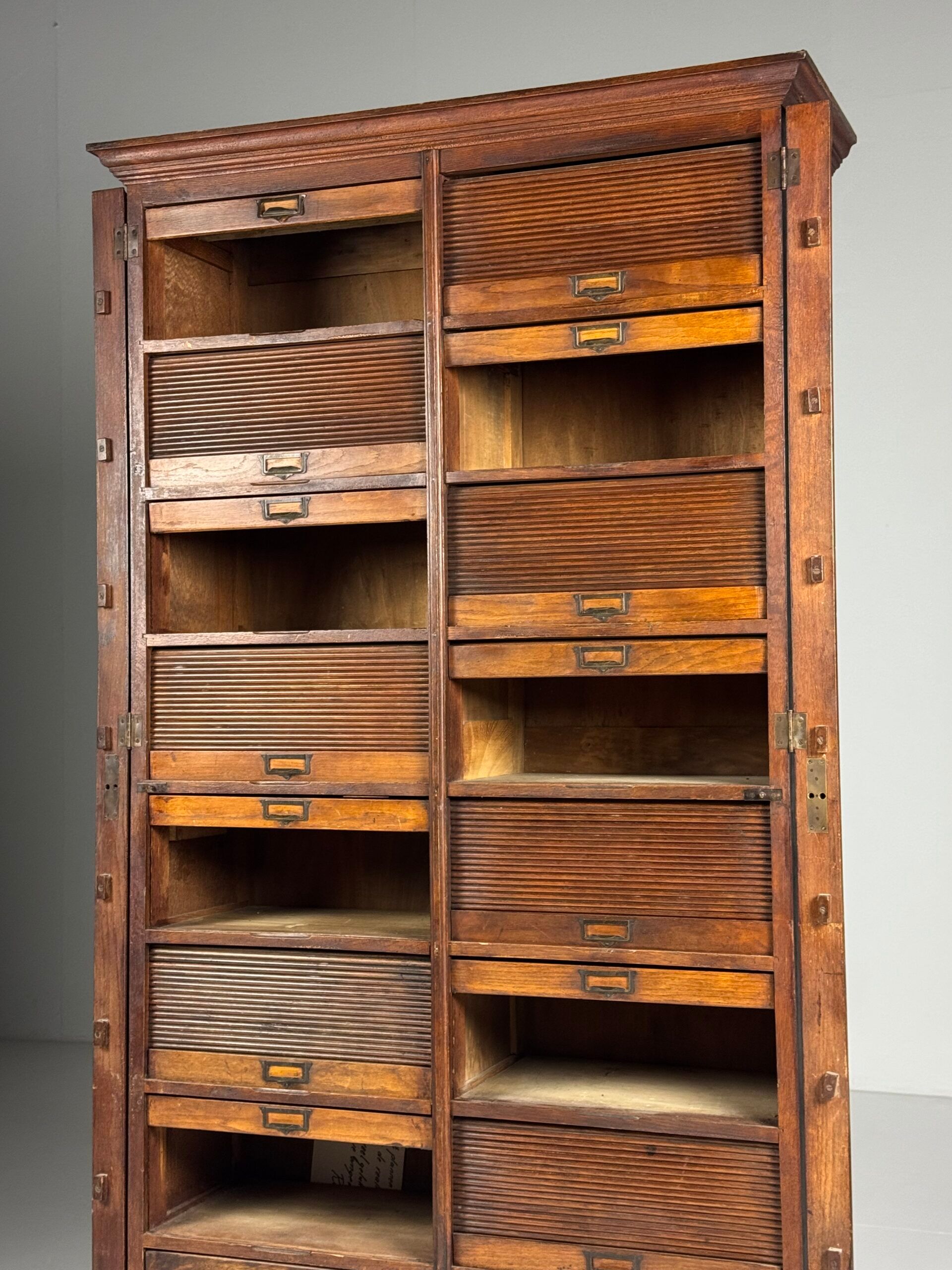 Antique archive cabinet with roller doors