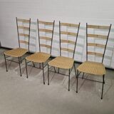 Mid century metal and wicker dining chairs, France 1950s