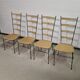 Mid century metal and wicker dining chairs, France 1950s