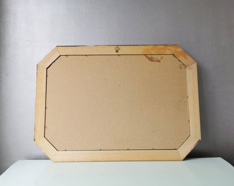 Vintage floral mirror in wood and cut glass, 80s