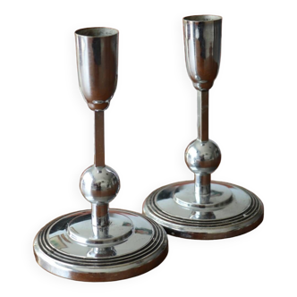 Pair of vintage germany chrome candle holders