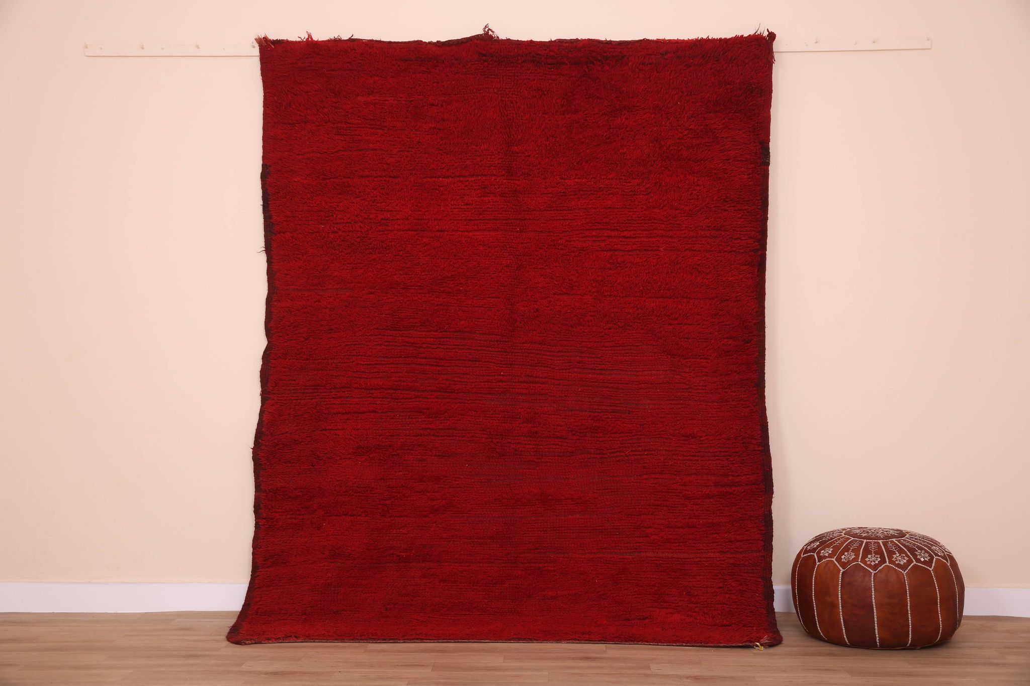 Red Vintage Moroccan Rug 180 x 230 cm, Berber Wool Rug, Handmade Boho Rug