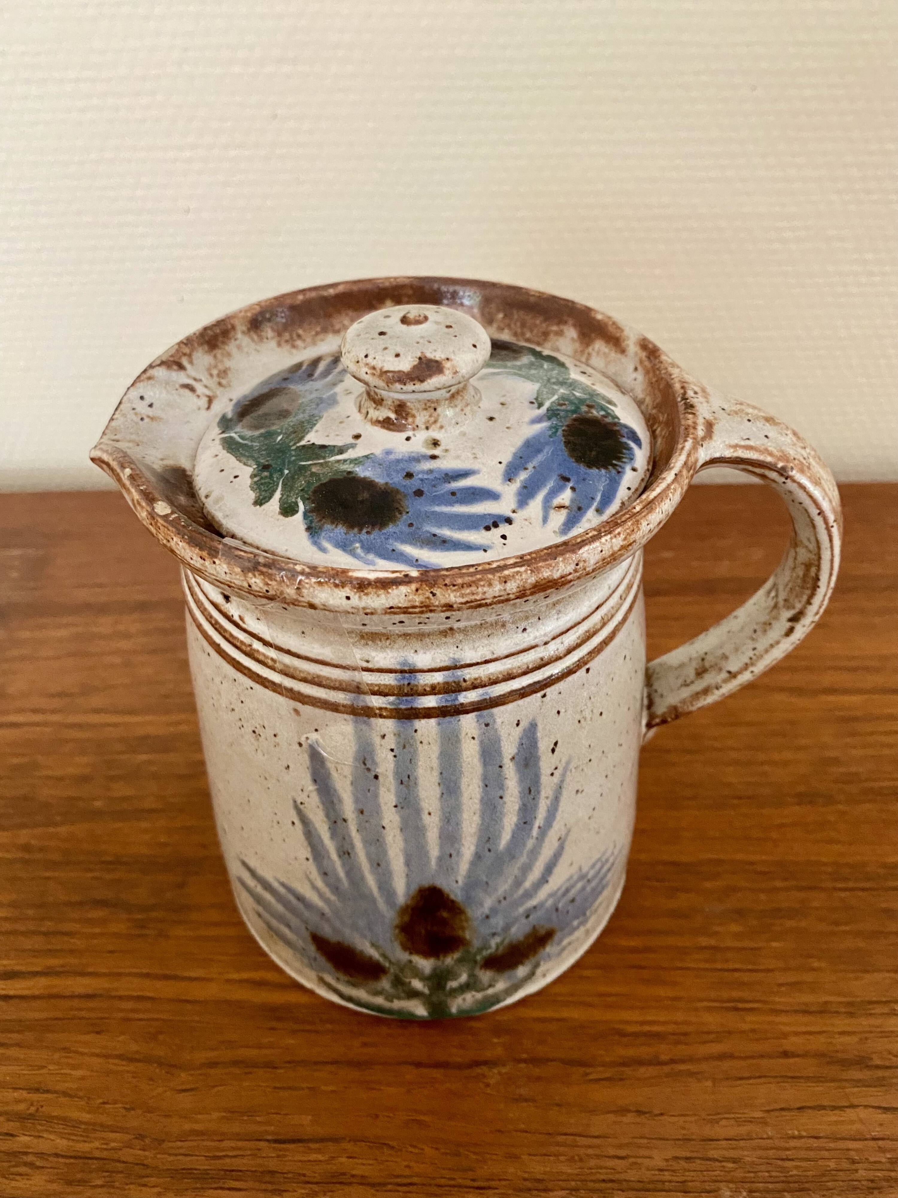 Ceramic pitcher from the 60s-70s in the style of Vallauris or Albert Thiry.