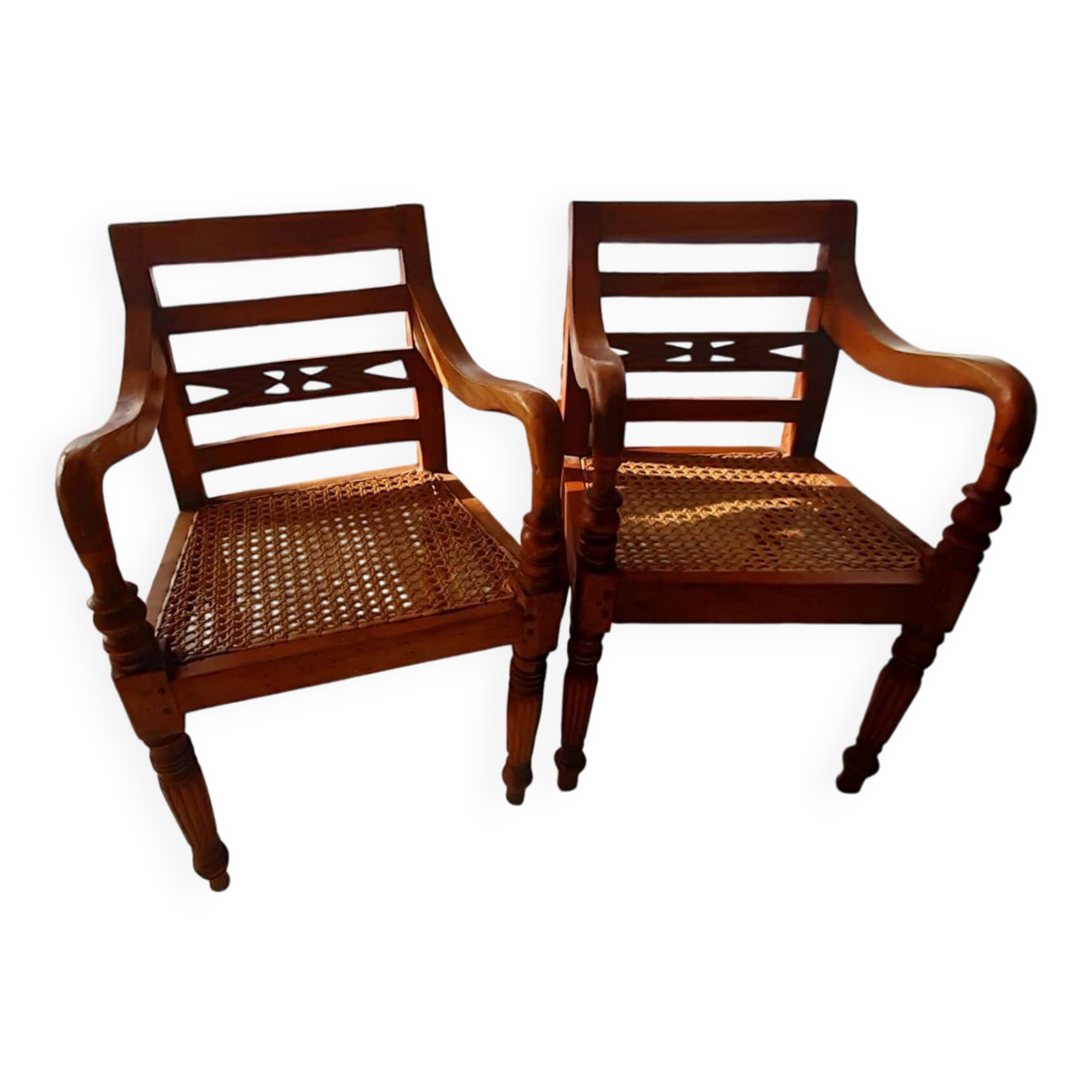 Set of two antique handcrafted children's armchairs