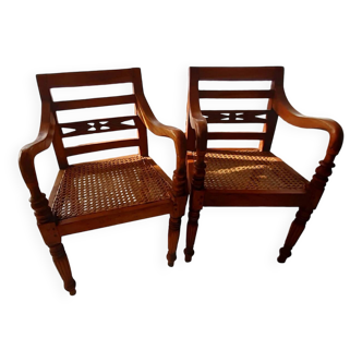 Set of two antique handcrafted children's armchairs