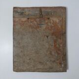 Painting on carved wood panel