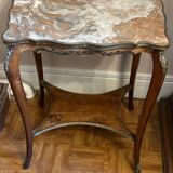 Louis XV Style Side Table with Marble Top - Late 19th Century