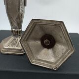 Art Deco metal candle holders.