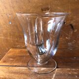 Ancien service pichet et 5 verres a pied en verre gravé art de table vintage