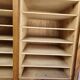 Antique 1950s double sliding door filing cabinet with curtains