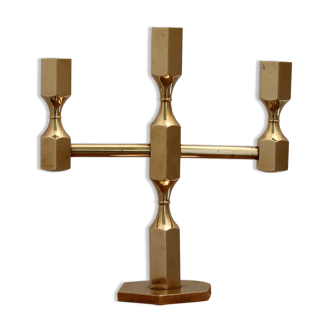 Three-Arm Swedish Brass Candelabra by Gusum circa 1970