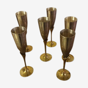 Lot of six old cups champagne brass