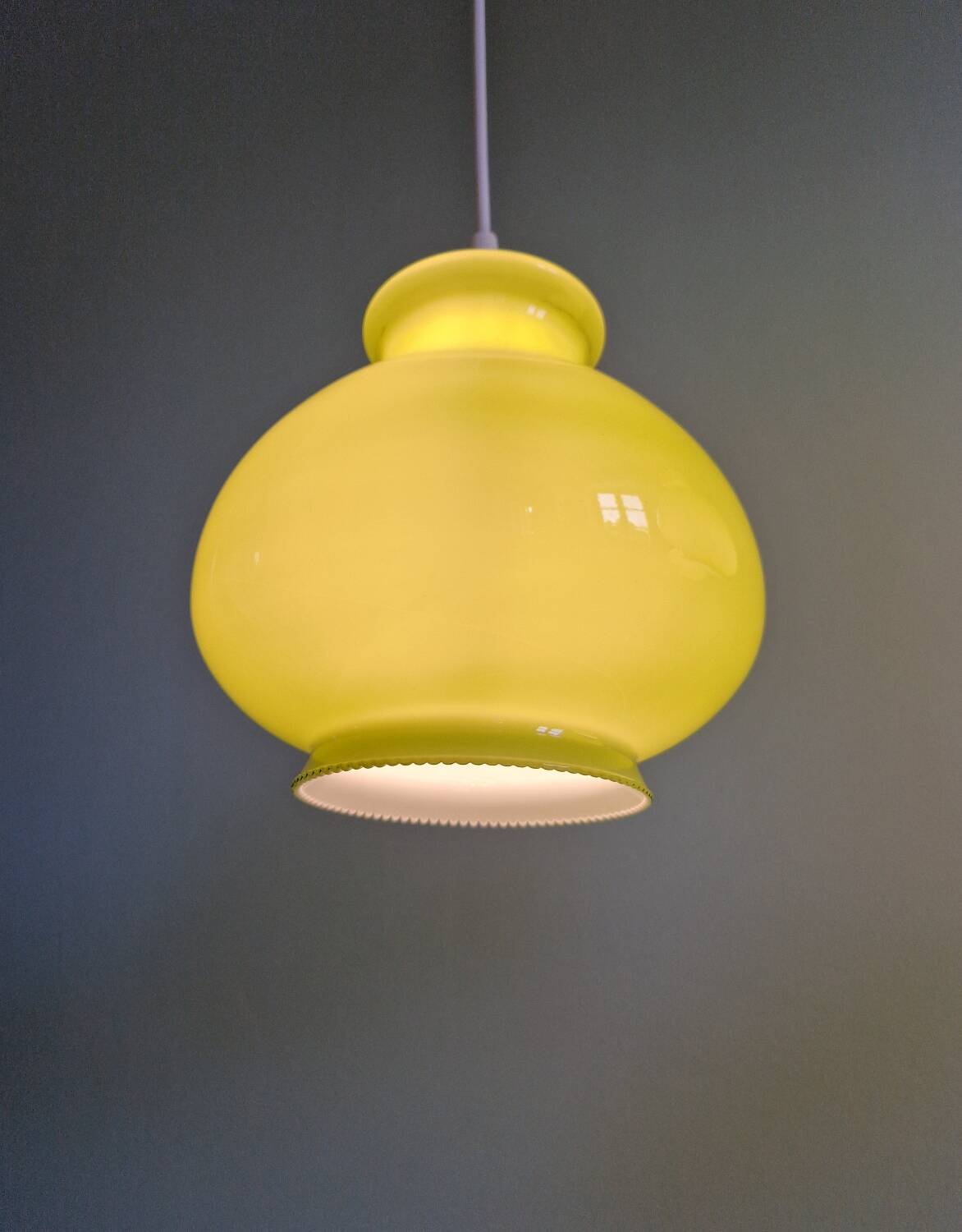 Vintage green opaline pendant light (4 available), 1960-70