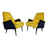 Mid-century design yellow armchairs