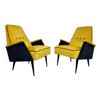 Mid-century design yellow armchairs