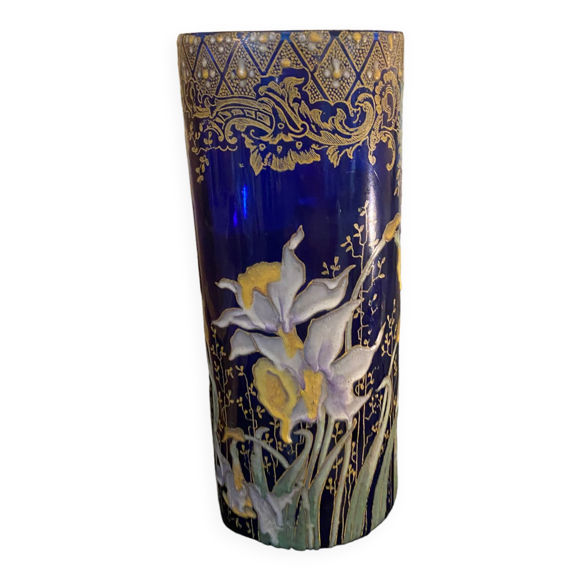 Vase en verre peint 1900