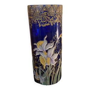 vase en verre peint 1900