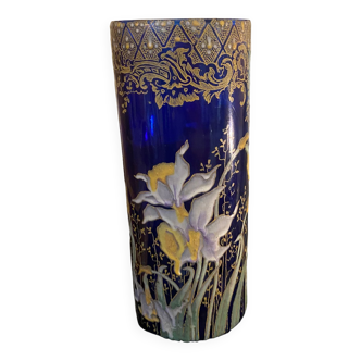Vase en verre peint 1900