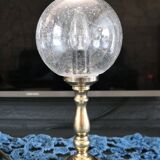 small 80's table lamp in glass and gold metal